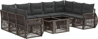 vidaXL Conjunto De Sof&aacute;s De Jard&iacute;n 10 Uds. Gris Y Gris Oscuro Vidaxl