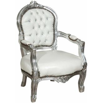 Biscottini International Biscottini - Baroque bed armchair 73x50x51 cm Louis xvi chair French style Upholstered armchair bedroom Mini armchair room with armrests