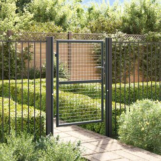 Berkfield Home Mesh Garden Gate Galvanised Steel 100x175 cm Grey