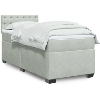 vidaXL Vidaxl - Cama Box Spring Con Colch&oacute;n Terciopelo Gris Claro 90x190 Cm