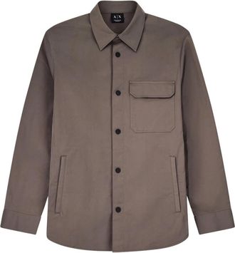 A|X Armani Exchange Shirts - Heren - Casual Overhemden - Bruin - S - Polyester - Overhemden
