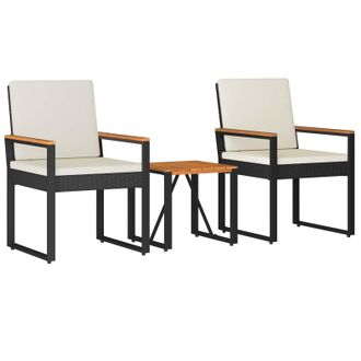 vidaXL Juego De Muebles De Exterior 3 Pcs Negro Y Blanco Crema Vidaxl