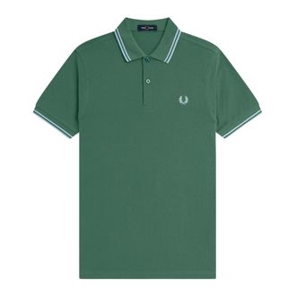 Fred Perry Tops, Heren, Groen, XL, Z59 Twin Tipped Shirt