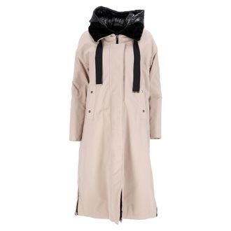 Herno Womens Fur Lining Midi Parka Coat in Beige - Size EU 36 (Womens)