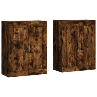 Berkfield Home Wall Mounted Cabinets 2 pcs Smoked Oak Engineered Wood in Brown