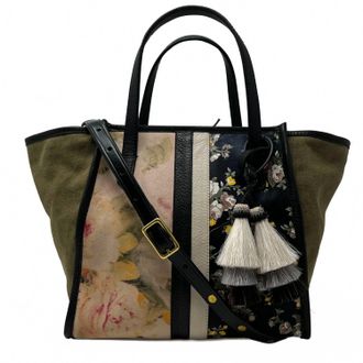Kempton & Co. Canvas Leather Mini Tote In Army Floral