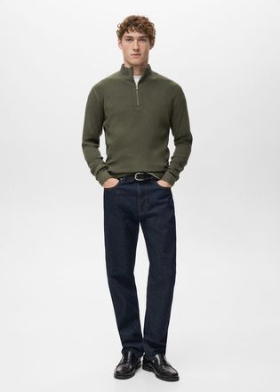 Mango Pullover coste collo zip oliva - Uomo - XXL - MANGO MAN