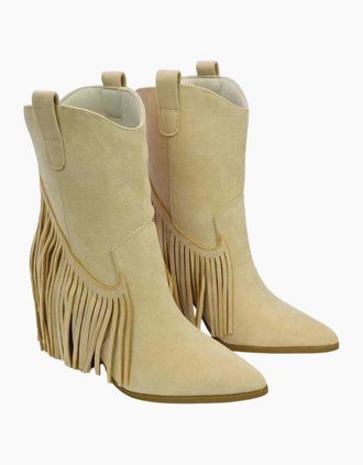 XY London Womens XY London Womens/Ladies Spencer Tassel Cowboy Boots - Cream - Size: 5