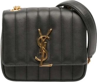 Saint Laurent Pre-owned Cross Body Bags, female, Black, Size: ONE SIZE Pre-owned Leather Crossbody Bag