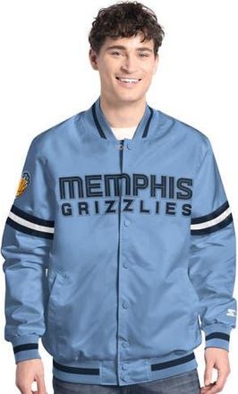 Starter Mens Starter Light Blue/Navy Memphis Grizzlies Scout Full Snap Varsity Jacket at Nordstrom, Size Xx-Large