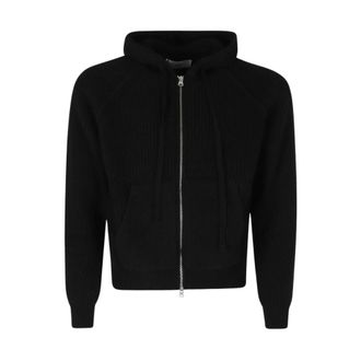 Dunst Hooded Knit Cardigan - Heren - Sweatshirts & Hoodies - Zwart - Maat: M Wol