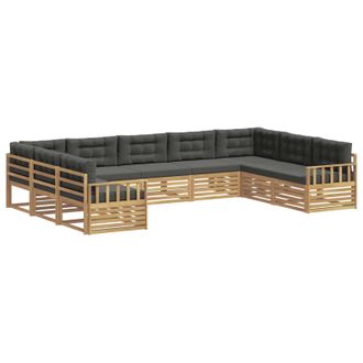 vidaXL Set Di Divani Da Esterno 9 Pz Bianco E Antracite Vidaxl