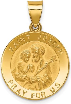 Diamond2Deal 14k Yellow Gold Polished and Satin St Joseph Medal Hollow Pendant
