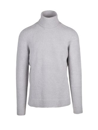 Roberto Collina Grey Stretch Cotton High-Neck Sweater