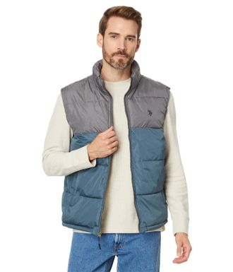 U.S.Polo Association U. S. Polo Assn. Puffer Vest Mens Thunder Cloud Full Zip Outdoor FROG753