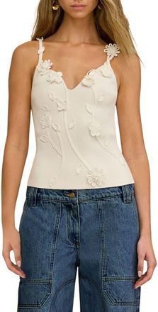 Cult Gaia Emiliana Floral Appliqu&eacute; Knit Camisole in Off White at Nordstrom, Size X-Small