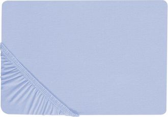 Beliani S&aacute;bana De Algod&oacute;n Azul Claro 200 X 200 Cm Ajustable Bordes El&aacute;sticos S&oacute;lido Janbu