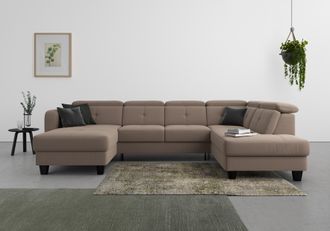 Sit&more Wohnlandschaft »Belluci U-Form« Kopfteilverstellung und Federkern, wahlweise mit Bettfunktion