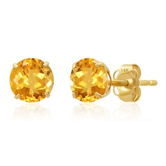 MAX + STONE 14k Yellow Gold 6MM Round Stud Gemstone Earrings