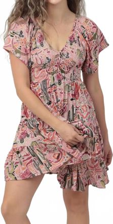 Angie Ophelia Short Sleeve Smocked Doice Dress In Birch