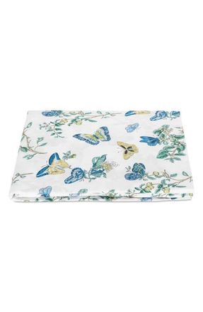 Matouk Baudin Butterfly 500 Thread Count Fitted Sheet in Prussian Blue at Nordstrom, Size Queen