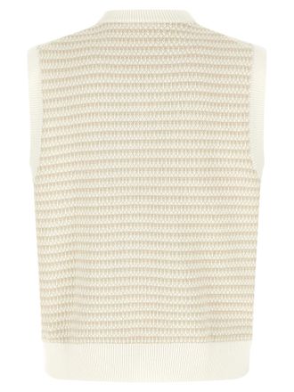 Lacoste Honeycomb Jacquard Cotton-Blend Vest - cream