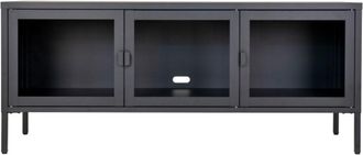 Moloo de TV con 3 puertas de cristal acero negro 130 cm