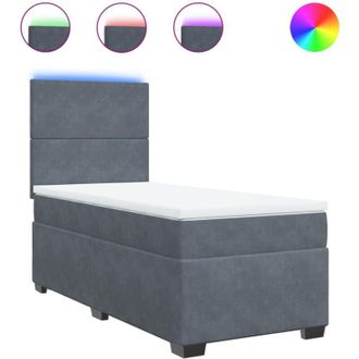 vidaXL Vidaxl - Cama Box Spring Con Colch&oacute;n Terciopelo Gris Oscuro 80x200 Cm