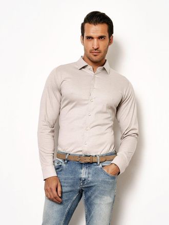 DeSoto Langarmhemd DESOTO Jerseyhemd Casual Kent, Herren, Gr. XXL, N-Gr, light sonte piqu&eacute;, Jersey, Obermaterial: 100% Baumwolle, unifarben, slim fit normal,