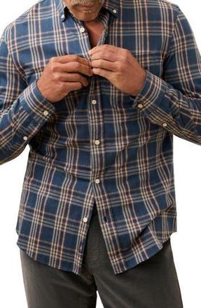 Faherty Coastline Knit Button-Down Shirt in Clay Twilight Plaid at Nordstrom Rack, Size X-Large