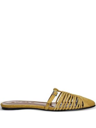 by FAR Osip Cumin Kid caged buckle slides - women - Calf Leather/Calf Leather/Suede - 40 - Yellow