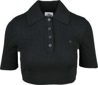 Courr&egrave;ges Polo van Gebreide Stof - Dames - Ronde hals truien - Zwart - L - Polyester - Truien & Vesten