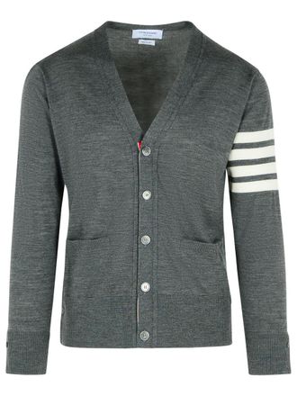 Thom Browne 4-Bar Grey Virgin Wool Cardigan