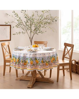 Elrene Capri Lemon Double Border Tablecloth - Round