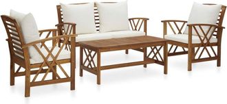 vidaXL 4 Piece Garden Lounge Set with Cushions Solid Acacia Wood, 3057987