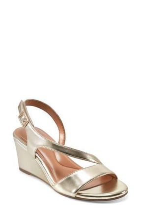 Easy Spirit Sezoe Faux Leather Wedge Sandal in Gold at Nordstrom Rack, Size 7.5