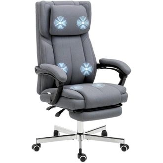 Vinsetto Vinsetto - Silla De Oficina Giratoria Con 6 Puntos De Masaje Vibratorio Silla Escritorio Reclinable Con Altura Ajustable Control Remoto 65x61x108-118 