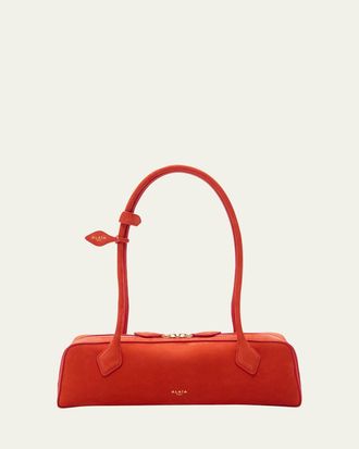 Alaia Le Teckel Medium Suede Shoulder Bag