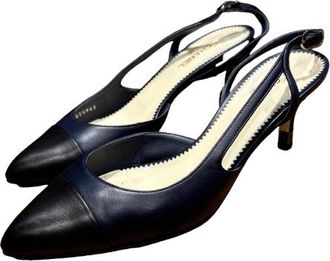 Chanel Bicolour Leather Slingback Sandals Size 40.5