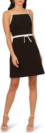 Adrianna Papell Bow A-Line Crepe Dress in Black/Ivory at Nordstrom Rack, Size 10
