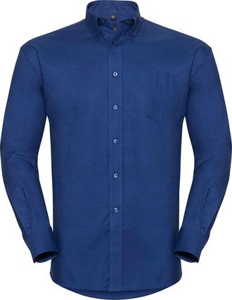 Russell Athletic Russell Heren Oxford Easy-Care overhemd met lange mouwen (Helder Koningsblauw)