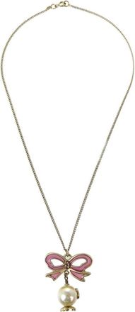 Chanel 2005 faux-pearl bow necklace - Gold