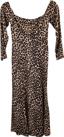 Reformation Ballari Off-The-Shoulder Leopard-Print Midi Dress in Brown Viscose