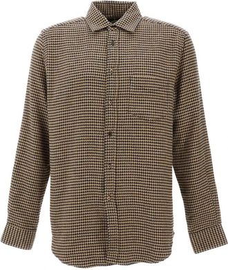 Portuguese Flannel Camicia Pied Poule Astratta - - Shirts - Uomo - Marrone - S