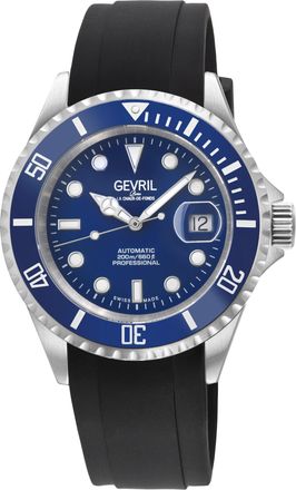 Gevril Group Mens Wall Street Swiss Automatic Sellita SW200-1 Royal Ceramic Bezel Stainless Steel Watch - Black - One Size