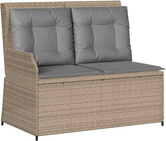 vidaXL Garden Bench with Cushion Beige Poly rattan vidaXL