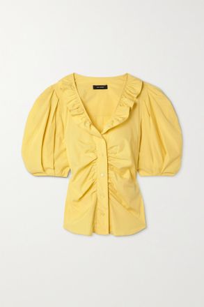 Isabel Marant Catalia Silk And Cotton-blend Blouse - Giallo