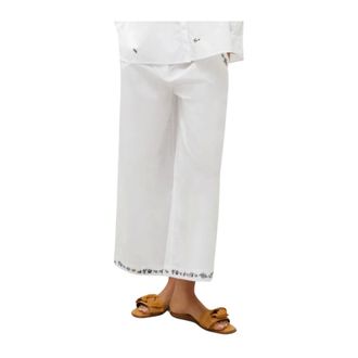 Marella Orano Cropped Broek - Dames - Broeken - Wit - Maat: L Zijde