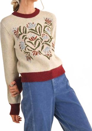 Merci Floral Sweater In Maroon