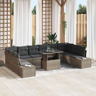 vidaXL Conjunto De Sof&aacute; De Jard&iacute;n 11 Pcs Gris 100 X 55 X 73 Cm Vidaxl